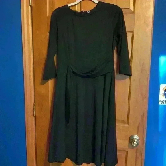 NWT FENJAR Womens  3/4 Short Ruffle Sleeve Casual Swing A-line Dress SZ large - Picture 1 of 11